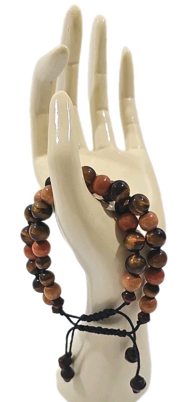 Tiger Eye Bead Bracelet Adjustable Custom-made.
